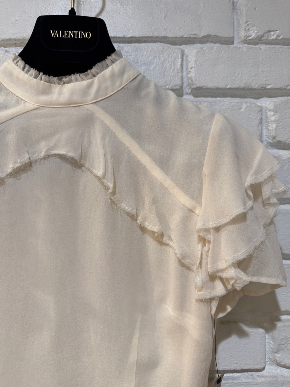 ✨ REFORMATION Ivory Silk Blend Ruffle Crop Top Romantic Boho Luxe | Size 4 - Picture 5 of 16